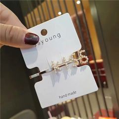 Custom fancy hair clip baby kids girls metal pearl letter hair clips for women