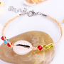 Wholesale pink green natural stone Gravel straw cowrie shell bracelet
