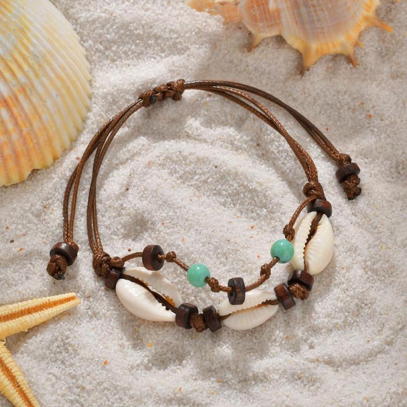 Jewelry travel beach ankle bracelet sea shell rope anklet sets for women