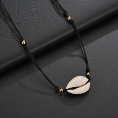 Custom wholesale shell jewelry for women PU cool design leather necklace men
