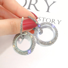 fashion vintage ins jewelry circle multi color 925 silver hanging water drop crystal earring fashion vintage ins jewelry circle multi color 925 silver hanging water drop crystal earring