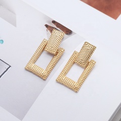 New fashion European and American geometric female square buckle alloy retro earrings