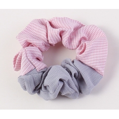New simple houndstooth striped two-color stitching fabric scrunchies hair ties