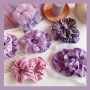 Wholesale ins popular flower lattice purple organza stain scrunchies for hair Wholesale ins popular flower lattice purple organza stain scrunchies for hair