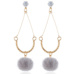 wholesale pom pom crystal women long winter artificial fur ball earring