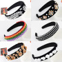 Women Hair Accessories Handmade Woven Crystal Headband Vintage Wide-brimmed Beaded baroque Headband