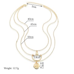 Bohemian fashion personality elephant crescent planet women jewelry multi layer necklace