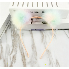 Colorful women fashion hair accessories elastic pom pom party headbands