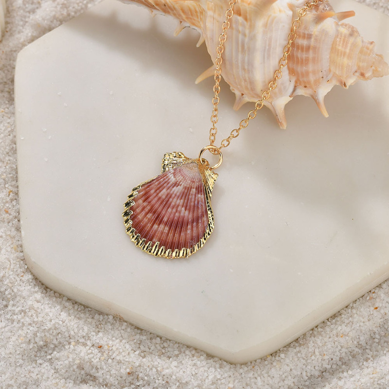 2019 fashion jewelry for women natural pink shell design big chain necklace