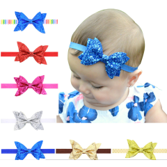 Simple design glitter sequin bow knot hair band for baby kids hair accessories