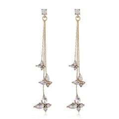 amazon ins Customized korean fashion trendy Zircon Jewelry Fashion Gold Long Drop Diamond Earrings for Women