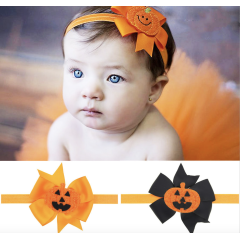 Hot selling halloween wholesale pumpkin elastic kids girls hair accessories headnads
