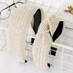 2020 Ins new summer strip Hair bands Hair Accessories weave straw Cross Knot headband