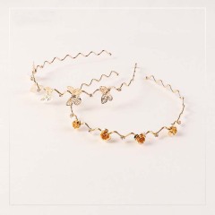 Vintage women elegant alloy crystal butterfly flower metal hairbands for girls