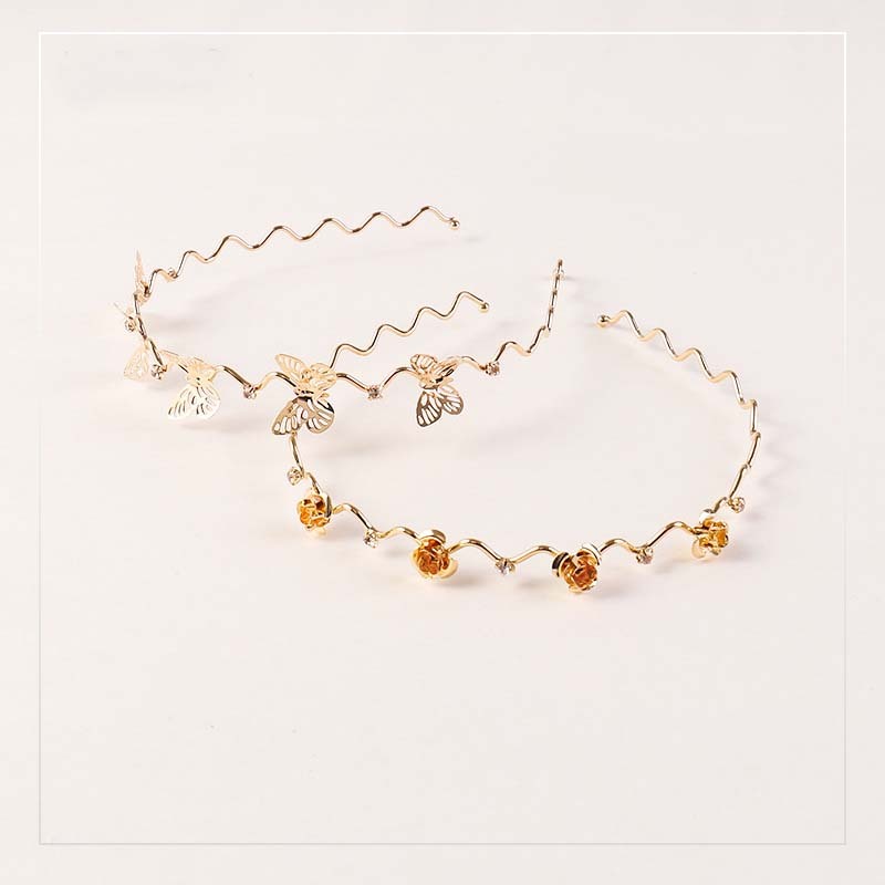 Vintage women elegant alloy crystal butterfly flower metal hairbands for girls Vintage women elegant alloy crystal butterfly flower metal hairbands for girls