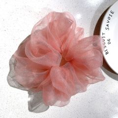Fairy wholesale summer transparent pure color elegant oversize organza hair scrunchies for girls