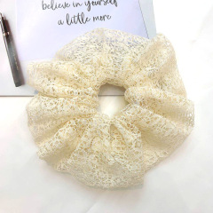 Amazon hot sale new design girls large elastic hollow lace scrunchies for hair