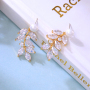 Wholesale zircon women leaf pearl copper rhinestone crystal bridal earrings