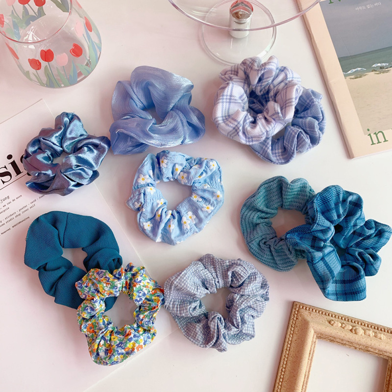 Spring Summer Hair Accessories Women Fashion Elastic New Fabric Blue Scrunchies Spring Summer Hair Accessories Women Fashion Elastic New Fabric Blue Scrunchies