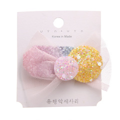 Custom lace bling glitter tulle hair clip kids korea hair accessories