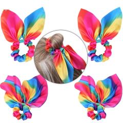 High Quality Rainbow Big Bow Stretch Ponytail holder Fabric Hair Scrunchies For Women Girls High Quality Rainbow Big Bow Stretch Ponytail holder Fabric Hair Scrunchies For Women Girls