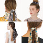 2020 Chiffon Ribbon long bow knot elastic hair scarf scrunchies silk hair ties custom for girls womens 2020 Chiffon Ribbon long bow knot elastic hair scarf scrunchies silk hair ties custom for girls womens