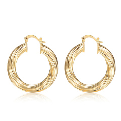 wholesale simple women fashion  thread 18K gold plated circle hoop copper earrings