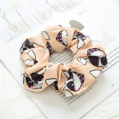 High quality wholesale custom cartoon printed dog hair scrunchies for teen girls