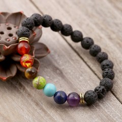 Fashion Design Reiki Gemstone 7 Chakra Agate Stone Lava Stone Beads Bracelets for Women or Men