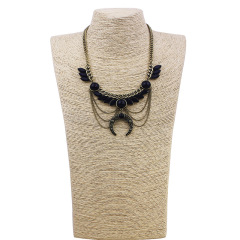 Amazon indian african fashion Long Alloy plating long ancient boho joker Pendant clavicle sweater chain necklace for women
