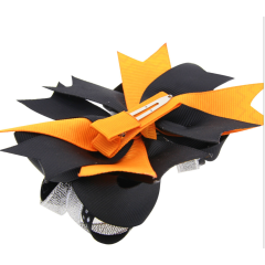 2019 Orange Halloween baby hair clips with bow knot for children hair accessories