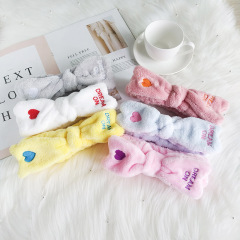 2020 Custom wholesale spa embroidery heart elastic makeup skincare hairband 2020 Custom wholesale spa embroidery heart elastic makeup skincare hairband