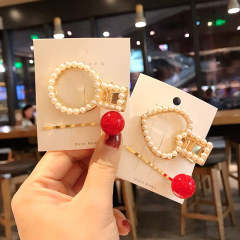Wholesale fashion custom cute women girls heart circle metal pearl hair clips