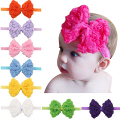 Wholesale 14 style pure color chiffon lace bow knot hair bands for baby kids hair accessories Wholesale 14 style pure color chiffon lace bow knot hair bands for baby kids hair accessories