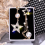 long tassel earrings s925 silver needle star rhinestone zircon pentagram earrings