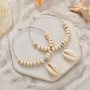 Round gold big hoop bead sea shell earrings for women 2019 new fashion Round gold big hoop bead sea shell earrings for women 2019 new fashion