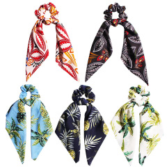 Factory Wholesale Custom Printed Flower Long Scarf Scrunchies For Women Girls