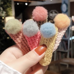Top quality warm colored knitting ball mini flower acetate hair clip claw korean for little girl