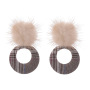 Autumn And Winter lattice circle plush fur ball eardrop earrings for women jewelry