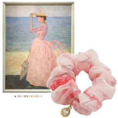 vintage ins amazon fancy Fashion fabric printing colors elastic chiffon hair scrunchies tie