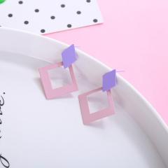 2020 Korean fashion ins hot purple sweet girl geometric flower acrylic Earrings