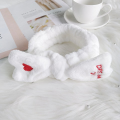 2020 Custom wholesale spa embroidery heart elastic makeup skincare hairband
