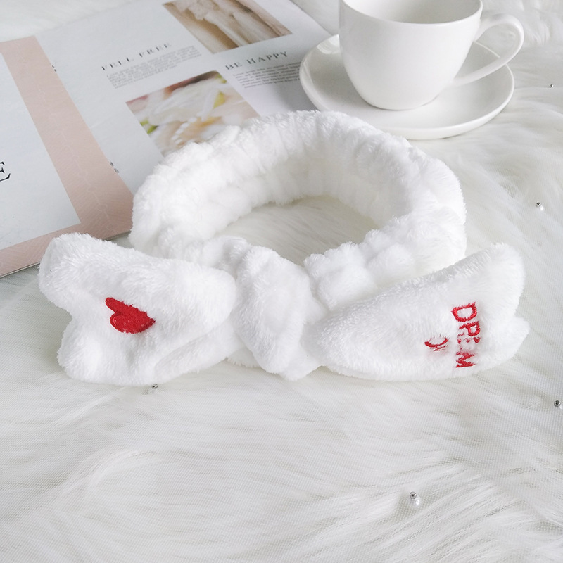 2020 Custom wholesale spa embroidery heart elastic makeup skincare hairband 2020 Custom wholesale spa embroidery heart elastic makeup skincare hairband