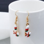 wholesale rhinestone alloy oil drip paint Christmas cane lady women hook earrings