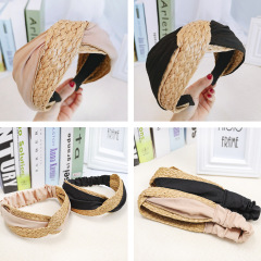 Wholesale tropical hair accessories straw raffia braided headbands