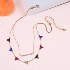 Wholesale women gift jewelry stainless steel pearl design colorful flag necklace