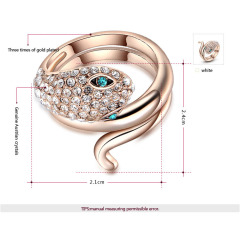 fashion amazon Gold Plated Crystal Diamond Ring Pave Setting crystal gold snake ring