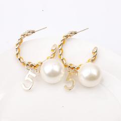 Bohemian Gold Plated Metal Women Baroque Chandelier Twist Pearl Drop Earrings