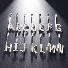 New hair accessories women single letter hair clip crystal rhinestone hair pins with words New hair accessories women single letter hair clip crystal rhinestone hair pins with words
