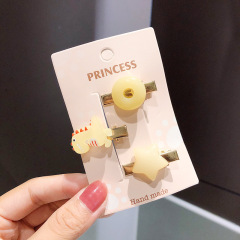 Korean cute children candy color stars acrylic small dinosaur hair clips for girls